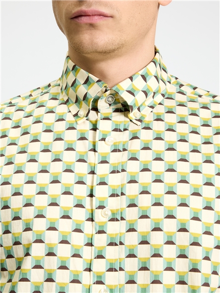 Short Sleeve Retro Geo Print Shirt