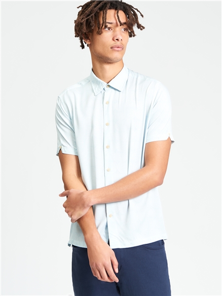 Short Sleeve Linear Print Shirt in Powder Blue