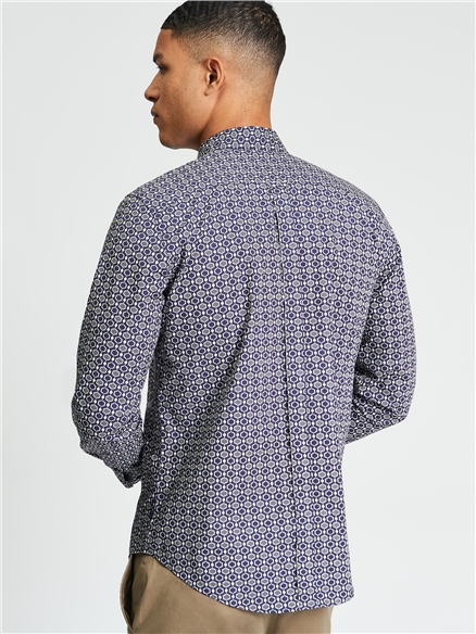 Long Sleeve Mono Geo Print Shirt