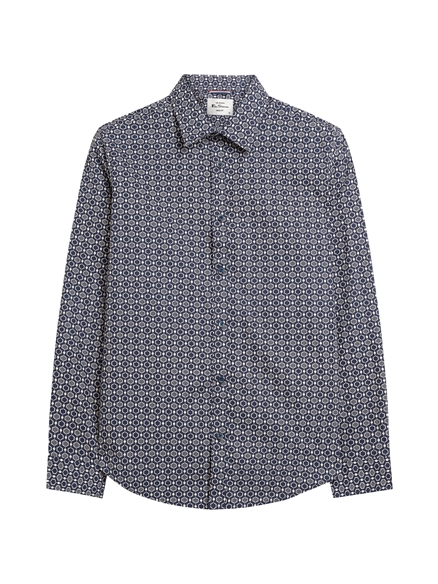 Long Sleeve Mono Geo Print Shirt