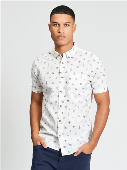 Short Sleeve Festival Print Shirt