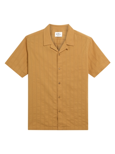 Short Sleeve Seersucker Texture Shirt in Fawn
