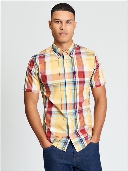Short Sleeve Oversized Check Shirt in Zest