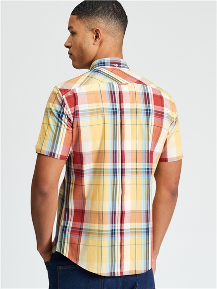 Short Sleeve Oversized Check Shirt in Zest