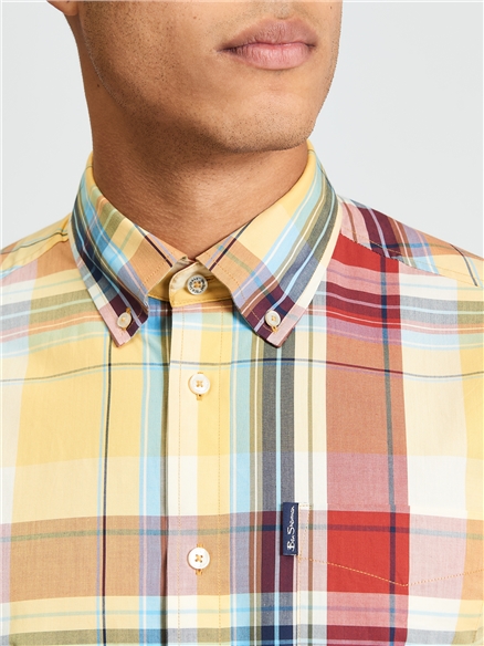 Short Sleeve Oversized Check Shirt in Zest