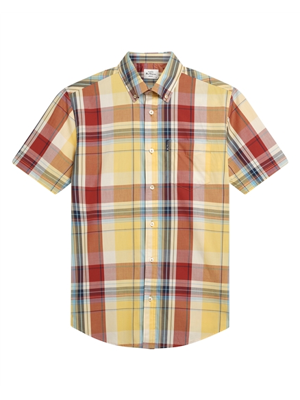 Short Sleeve Oversized Check Shirt in Zest