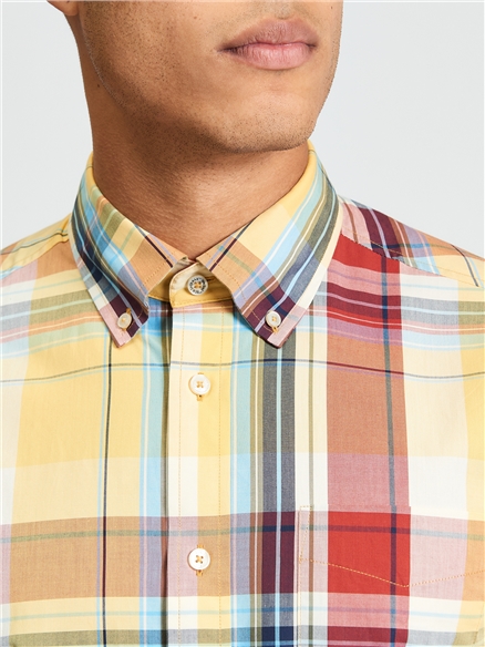 Short Sleeve Oversized Check Shirt in Zest