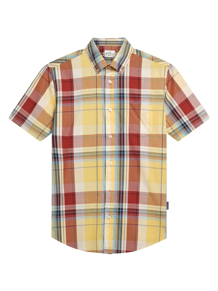 Short Sleeve Oversized Check Shirt in Zest