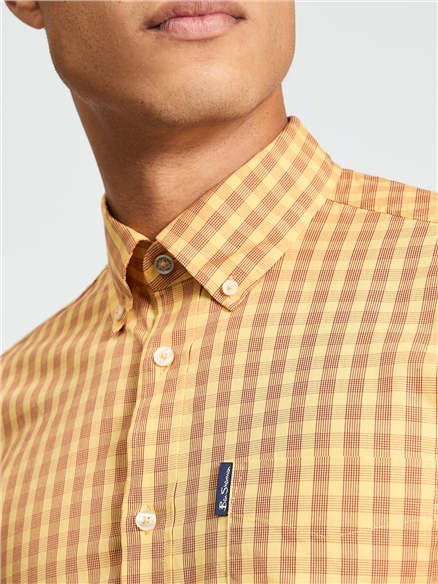 Short Sleeve Linear Gingham Shirt in Zest