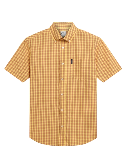 Short Sleeve Linear Gingham Shirt in Zest