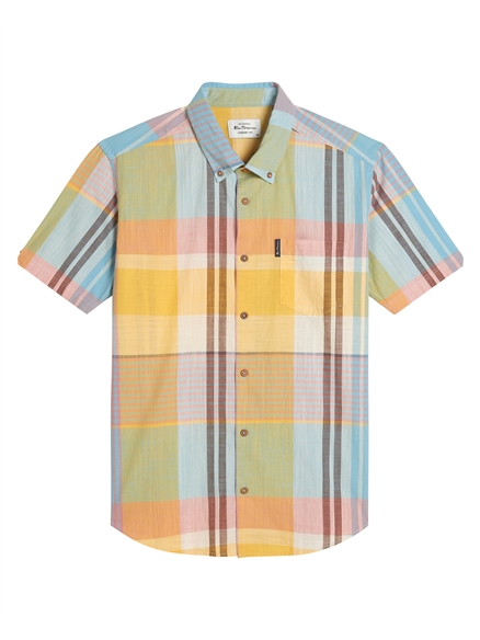 Short Sleeve Large Madras Check Shirt in Zest