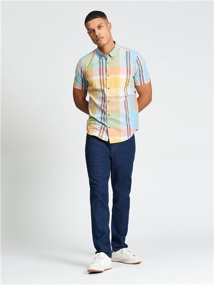 Short Sleeve Large Madras Check Shirt in Zest