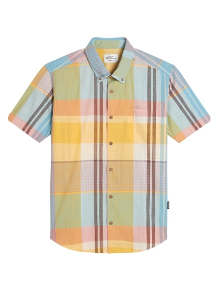 Short Sleeve Large Madras Check Shirt in Zest