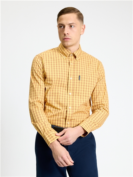 Long Sleeve Linear Gingham Shirt in Zest