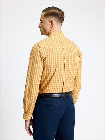 Long Sleeve Linear Gingham Shirt in Zest