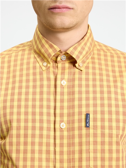 Long Sleeve Linear Gingham Shirt in Zest