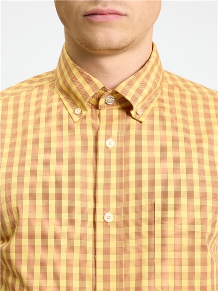 Long Sleeve Linear Gingham Shirt in Zest