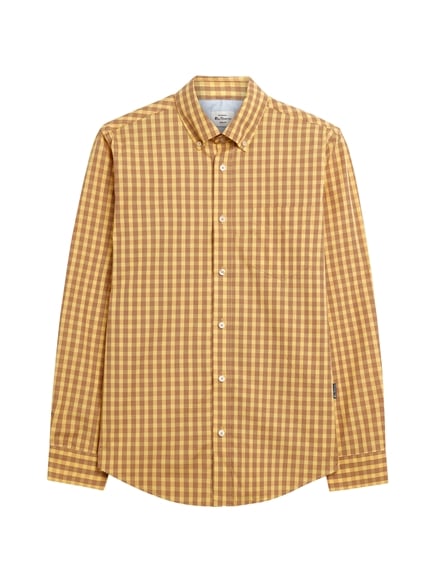 Long Sleeve Linear Gingham Shirt in Zest