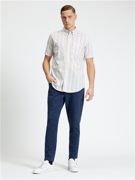 Short Sleeve Multicolour Candy Stripe Shirt in Snow White