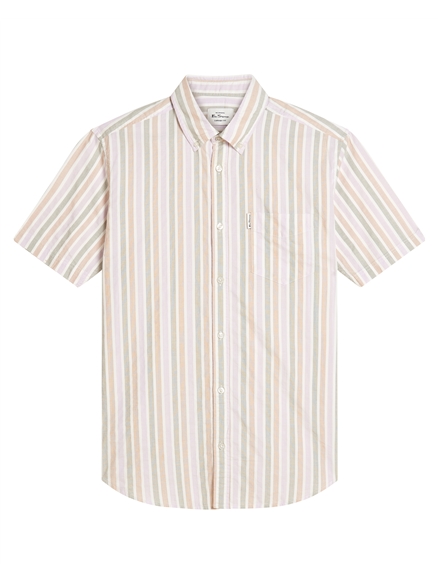 Short Sleeve Multicolour Candy Stripe Shirt in Snow White