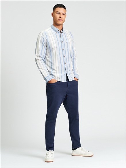 Long Sleeve Chambray Stripe Shirt in Indigo