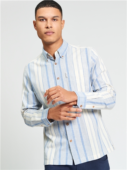 Long Sleeve Chambray Stripe Shirt in Indigo
