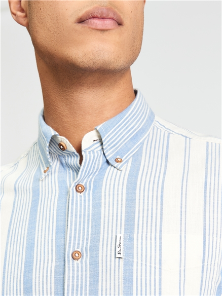 Long Sleeve Chambray Stripe Shirt in Indigo