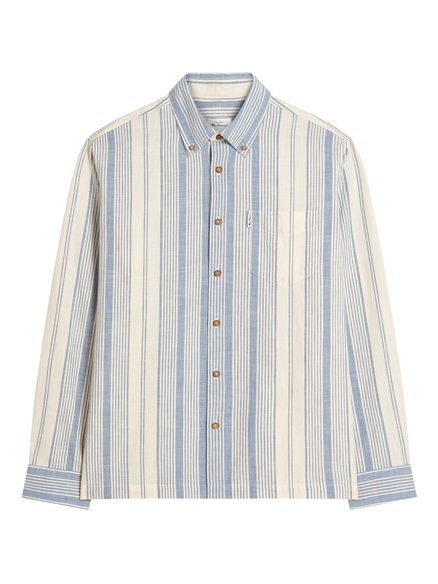 Long Sleeve Chambray Stripe Shirt in Indigo