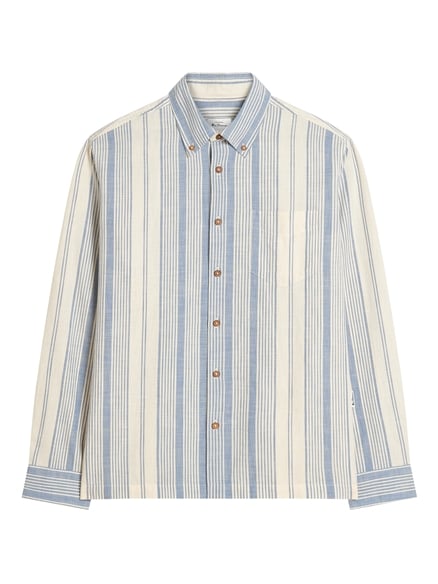 Long Sleeve Chambray Stripe Shirt in Indigo