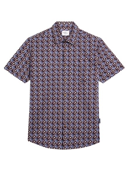 Short Sleeve Geo Spot Print Shirt in Coffee
