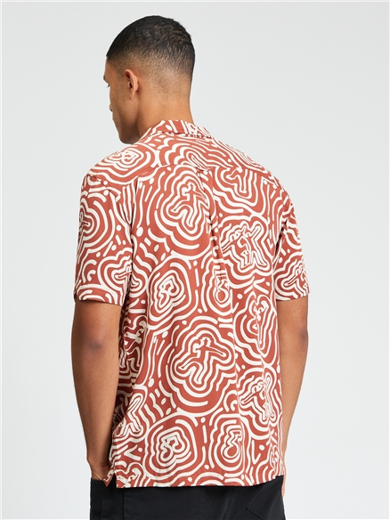 Short Sleeve Dancer Geo Print Shirt in Cinnamon