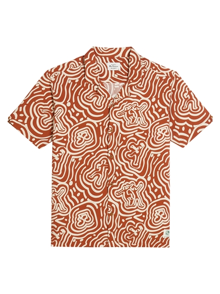 Short Sleeve Dancer Geo Print Shirt in Cinnamon