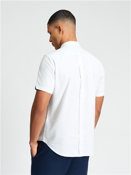 Short Sleeve Oxford Stripe Shirt in Light Blue
