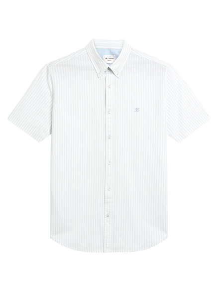 Short Sleeve Oxford Stripe Shirt in Light Blue