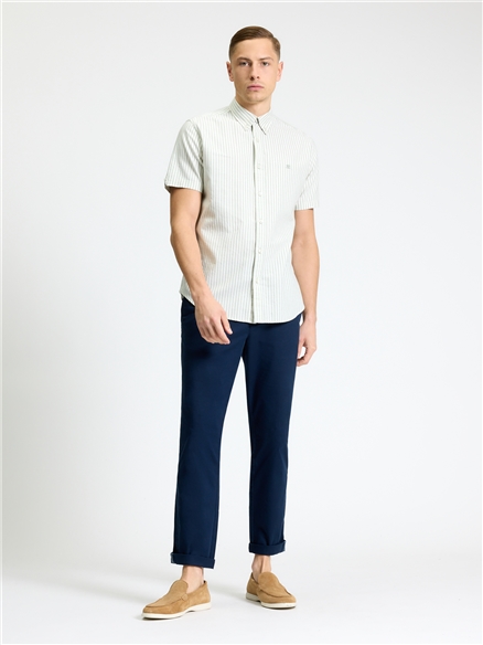 Short Sleeve Oxford Stripe Shirt in Sage