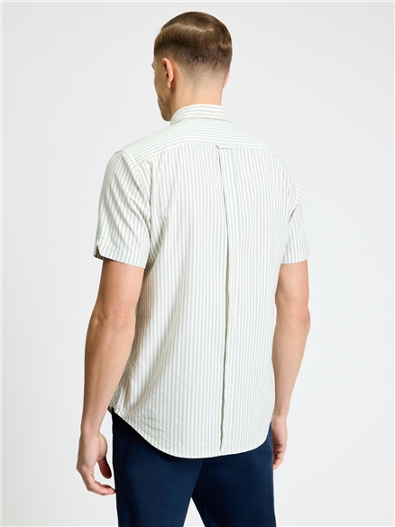 Short Sleeve Oxford Stripe Shirt in Sage