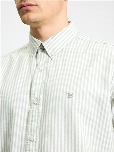 Short Sleeve Oxford Stripe Shirt in Sage