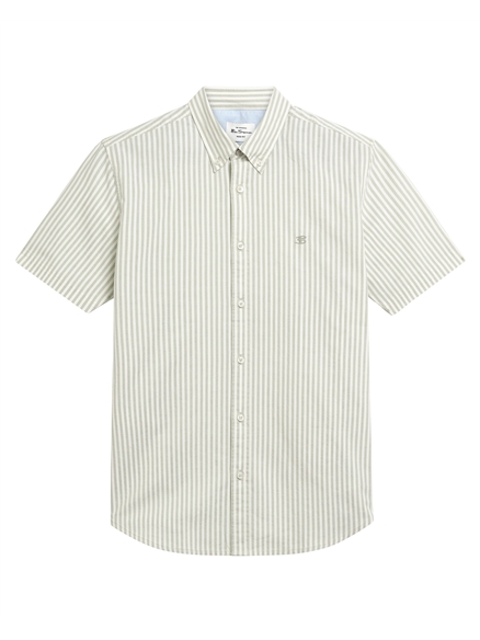 Short Sleeve Oxford Stripe Shirt in Sage
