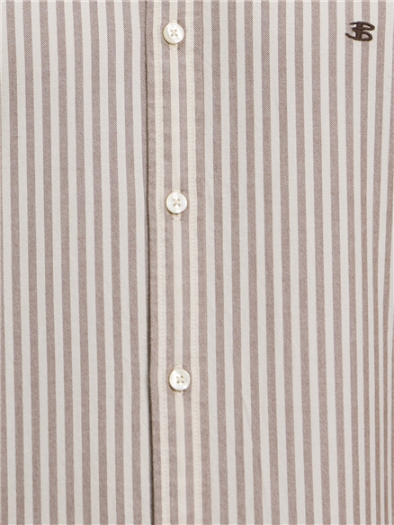 Long Sleeve Oxford Stripe Shirt in Brown