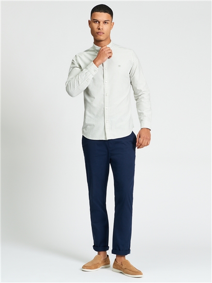 Long Sleeve Oxford Stripe Shirt in Sage