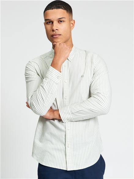Long Sleeve Oxford Stripe Shirt in Sage