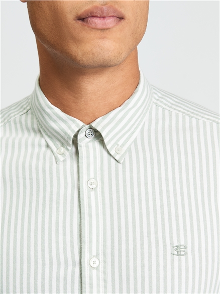 Long Sleeve Oxford Stripe Shirt in Sage