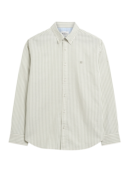 Long Sleeve Oxford Stripe Shirt in Sage
