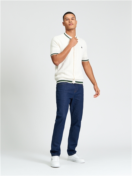 Open Texture Short Sleeve Button Through Shirt in Ivory