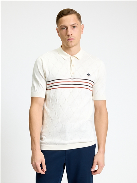 Short Sleeve Texture Sport Polo in Ivory
