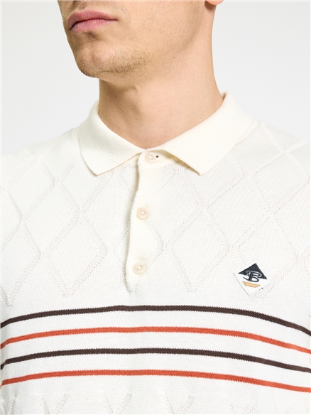 Short Sleeve Texture Sport Polo in Ivory