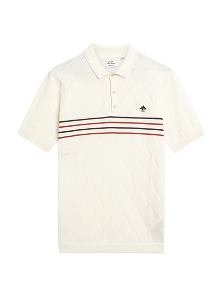 Short Sleeve Texture Sport Polo in Ivory