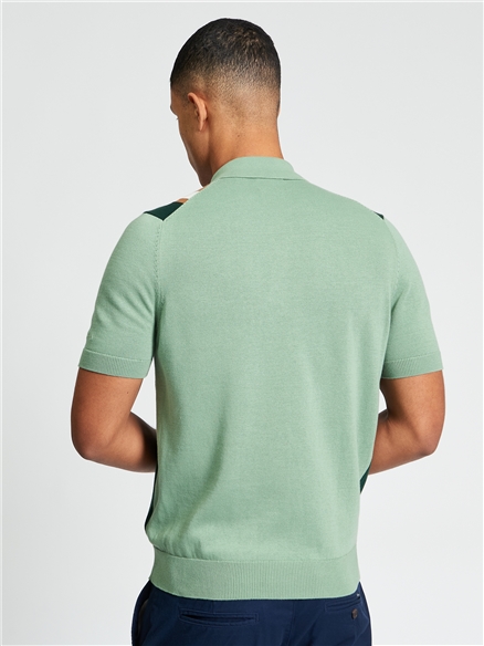 Short Sleeve Vertical Stripe Polo in Sage