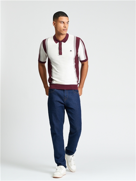 Short Sleeve Colour Block Sport Polo in Ivory