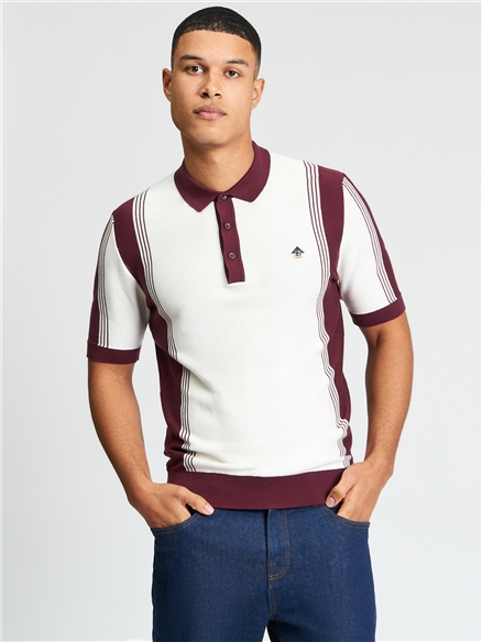 Short Sleeve Colour Block Sport Polo in Ivory